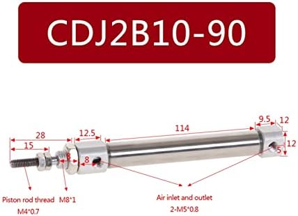 Tömlő Csatlakozó Adapter CDJ2B-10 Pneumatikus Henger Kettős működésű Egyetlen Rúd 10 mm Furat Átmérő 10~150mm Stroke CDJ2B10