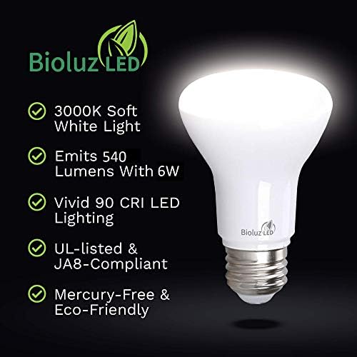 Bioluz LED 20 Csomag BR20 LED Izzó 2700K Meleg Fehér 6W = 50 Watt Csere 90 CRI 540 Lumen Beltéri/Kültéri UL CEC Cím 20-Kompatibilis