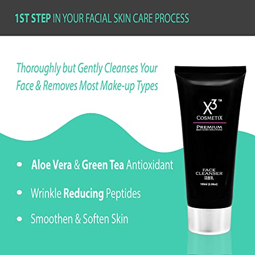 X3 Cosmetix Arc Tisztító | Prémium minőségű bőrápoló Termékek | Zöld Tea & Aloe Vera Kivonat | 3.38 oz (100ml)