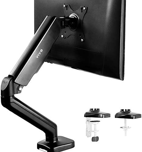 VIVO Állítható Magasságú Monitor Kar - Egyetlen Ellensúlyozni Desk Mount a Képernyők 27 cm, Teljes mértékben Csuklós Fekete Univerzális Pneumatikus