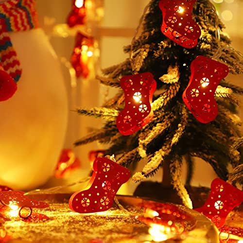 Karácsonyi Harisnya Fények, 4. 210 LED Karácsonyi String világít,az Akkumulátor Meleg Fehér Karácsony Mikulás Zokni String Fények