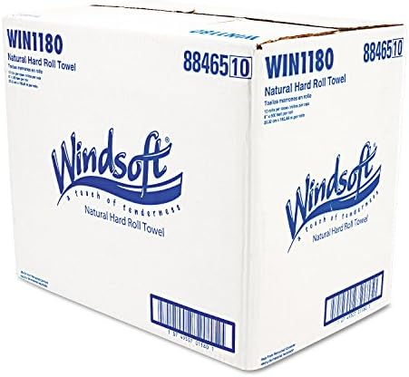 Windsoft 1180 Nonperforated papírtörölközőt Roll, 8 x 600ft, Barna, 12 Tekercs/Karton