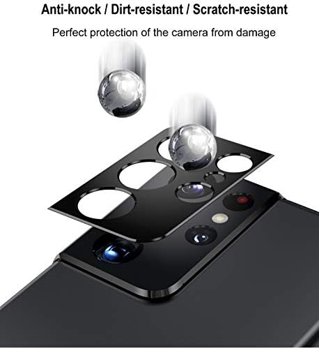 2 Csomag Kamera Lencséjét Védő Galaxy S21 Ultra,Fém Kamera képernyővédő fólia Samsung S21 Ultra Vissza Védő burkolata [Nem Üveg, kivágott,nem