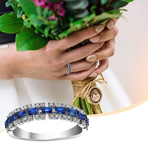 2023 Új Eljegyzési Kerek Vágott Zircons Nők Esküvői Gyűrű, Ékszerek, Gyűrűk, Nő Gyémánt Női Gyűrű Gyűrű Lady (Kék, 9)