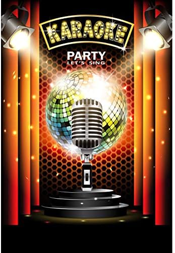 CSFOTO 3x5ft Karaoke Party Hátteret, Este Show, Karaoke Mikrofon Szülinapi Buli Háttér Karaoke Szülinapi Dekoráció Zászló Énekel