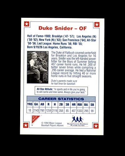 Duke Snider Kézzel Aláírt 1994 Nabisco All Star Legendák Brooklyn Dodgers Autogramot