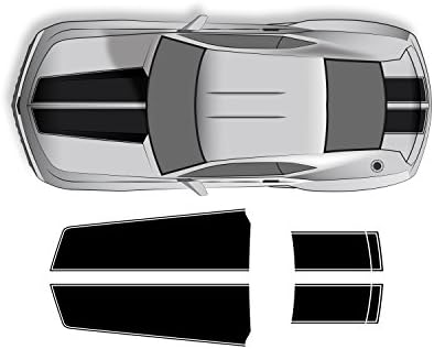 Gyári Kézműves Hood & Stripes Trunk Grafikus Készlet 3M Vinyl Matrica Wrap Kompatibilis a Chevrolet Camaro 2010-2015 - Fényes Fekete