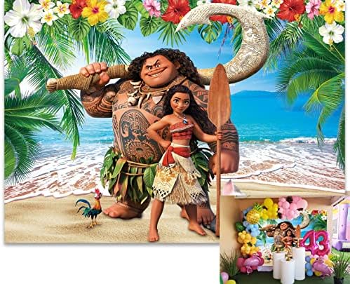 BINQOO 7x5ft Moana Maui Beach Ocean Háttér Trópusi pálmalevelekből Kék Ég, a Víz Hullámai Virág Hátteret Gyermek Nyári Party
