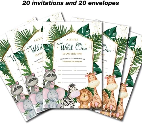 YIDOU Safari Vad Fiú Baba Zuhany Meghívókat Dzsungel Töltse ki Felkéri Kártyák 20 Meghívókat, Borítékok (Kétoldalas)