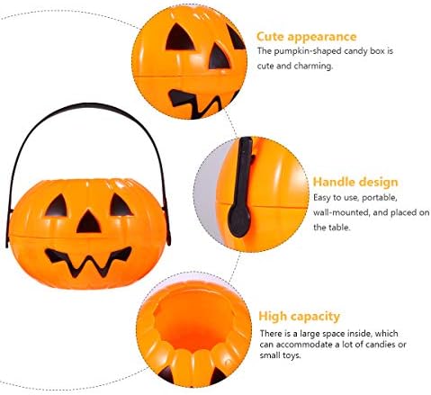 Hemoton 2db Halloween Műanyag Tök Vödör Hordozható Candy Fél Vödör Táblázat Dekorok