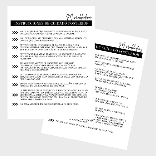 Spanyol Microblading Bevitel, Hozzájárulás, valamint az Utógondozás Formája | 75 Csomag | 8,5 x 11 A1 Formák | Költségtérítést