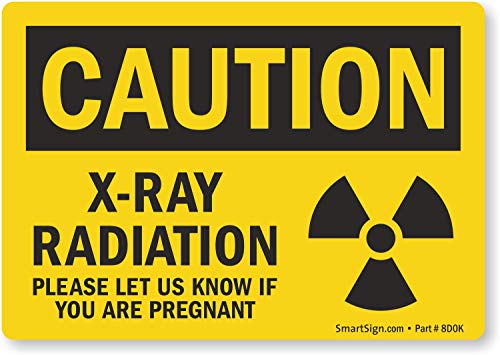 SmartSign - S-8154-PL-10 Vigyázat - a röntgen Sugárzás, Kérjük, tudassa Velünk, Ha Terhes Jel | 7 x 10 Műanyag, Fekete, Sárga