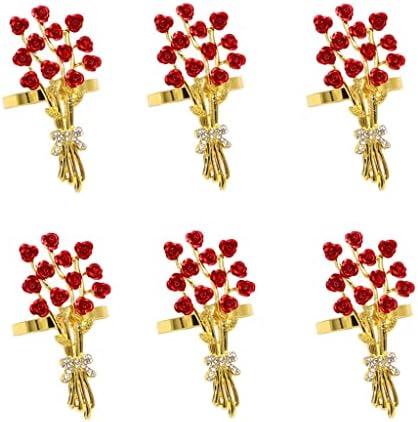 DLVKHKL 6db Rózsa Virág Szalvéta Gyűrű Gyöngy Virág Szalvéta tartó Gyűrű Vacsorára Felek Esküvők (Szín : Fekete, Méret : 1)