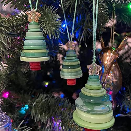 Garland a Köpeny Teal Karácsonyi Gombot karácsonyfa Díszítés Medál Kreatív DIY karácsonyfa Dekoráció Karácsonyi Gyöngyök (Zöld, A)