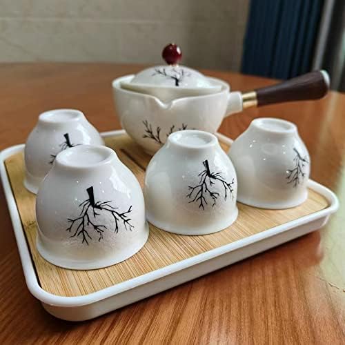 Youngky Kínai Porcelán Kerámia kung fu-ja Teás Készlet,Hordozható Utazási Tea Szett 360 Forgatás Tea készítő, Infúzió, Minden