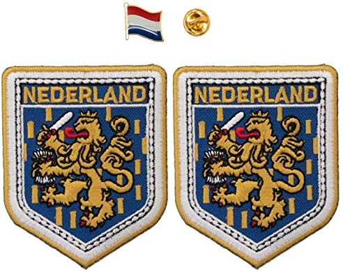 Egy-EGY-Nederland Pajzs Embroid Javítás Világ Mérföldkő Foltok + Holland Nemzeti Zászlót Kitűző Utazási Pin-No. 110D