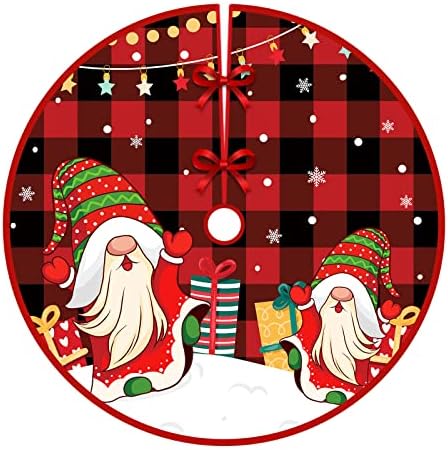 30inch karácsonyfa Szoknya, Fekete-Piros Buffalo Kockás Rusztikus karácsonyfa Szoknya Otthoni karácsonyi Parti Parasztház