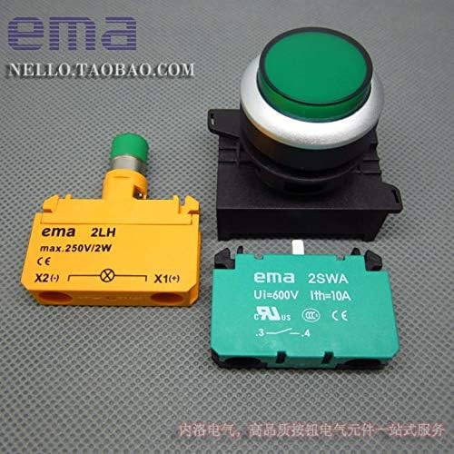 [ SA ]Behozatal EMA 22mm világító nyomógomb kapcsoló E2*. A/M egyéni reteszelő/reset DC6V/12V/24V/AC110/220V 1NO/1NC-10P - (Szín: Fehér,