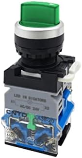 BNEGUV LA38 LED Választó Nyomógomb Rotary Switch 2 3 helyezze Fény egyéni Zár 1NONC Világító Ezüst Kapcsolatba 22mm LA38-11XD/21 (Szín : Zöld