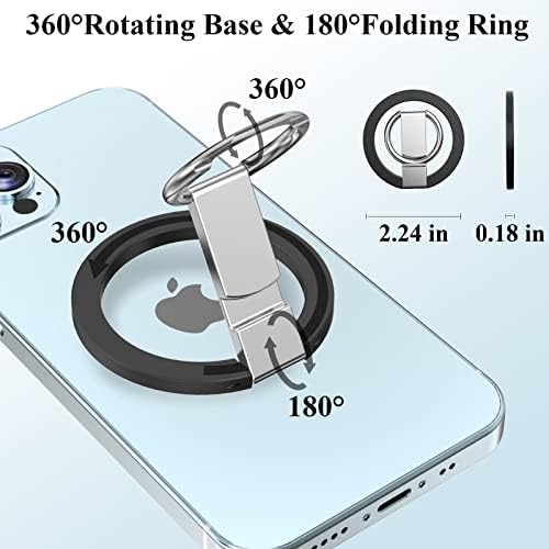 LDSXAY Egyetemes MagSafe Gyűrű 2 Csomag + Mágneses Gyűrűt Tartó, Mágneses Telefon Markolat a MagSafe Tartozékok 360° Állítható Állvány iPhone