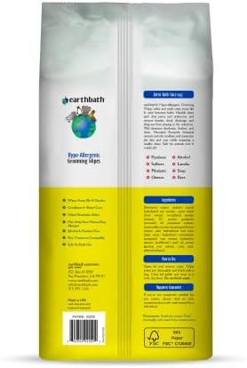 earthbath Hypo-Allergén Ápolás Törlőkendő - Illatanyag-Mentes Aloe Vera, E-Vitamin, Gyengéd, Érzékeny Bőr, Jó Kutya, Macska