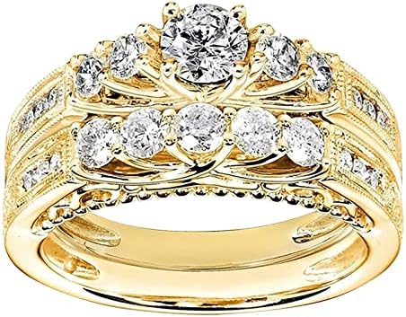 WYBAXZ fel-Le a Gyűrű a Lánya páros Gyűrű Gyémánt Női Divat Ékszerek Legnépszerűbb Tartozékok Gyűrűk Mérete 14 (Arany, 11)