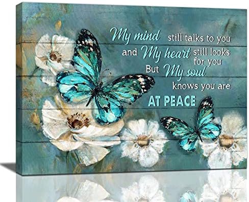 Tourrest Teal Wall Art Pillangó, Virág Képek, Rusztikus Parasztház Virágok Mű Pillangó Motivációs Poszter Modern Otthon Keretes Fali Dekoráció