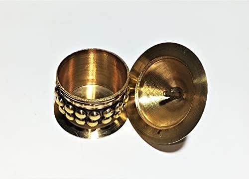 Réz Díszes Kumkum Sindoor Doboz Bottal ,Sindur Dibbi Dani a Nők(Arany; 2,5 X 1,5 X 2.5 ) centiről Indiai Gyűjthető