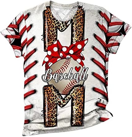 Follure Divat Nyári Baseball Anya Pólók Női Rövid Ujjú Sleeve T-Shirt Vicces Mondások a Nyomtatás Laza Alkalmi Blúz