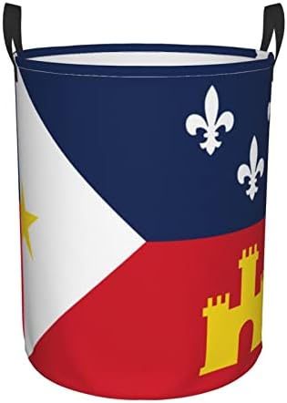 Etnikai Acadian Zászló Szennyesben Körkörös Gátolják Összecsukható Gátolják A Hálószoba Fürdőszoba Szennyestartó