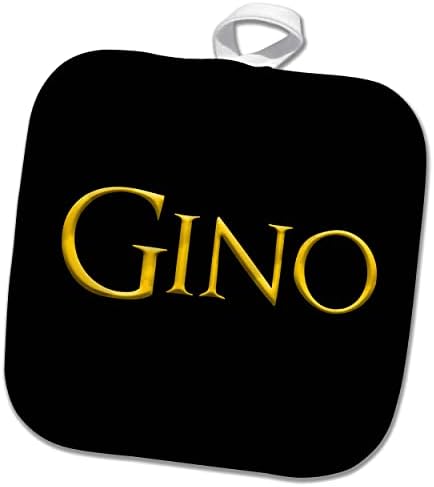 3dRose Gino Népszerű kisfiú Neve Amerikában. Sárga, Fekete Amulettel - Potholders (phl-362771-1)