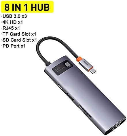 WJCCY 8 az 1-ben Típus C-HUB, USB C HUB SD Olvasó PD 100W Töltő USB 3.0 HUB Dokkoló Állomás Splitter