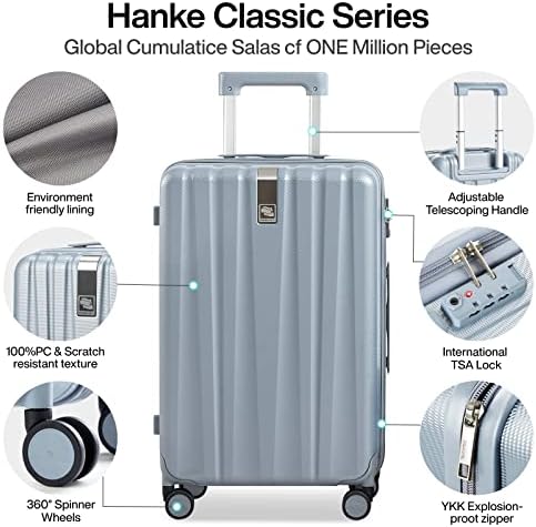 Hanke Frissítési Csomagját Beállítja a PC Könnyű Hardshell Bőrönd a Tárcsa Kerekek & TSA Zár, Extra Nagy Gördülési Utazási Csomagokat egymásba