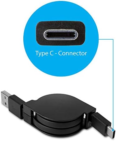 BoxWave Kábel Kompatibilis Onyx Boox Poke 3 - miniSync - USB A-USB-C-Típusú, Visszahúzható Kábel - USB A-USB Típus-C Onyx Boox Poke