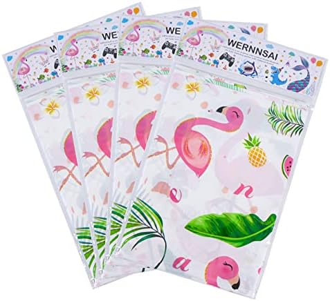 WERNNSAI Flamingo Terítő - 4 Csomag 108x 54 Trópusi Luau Parti Eldobható Műanyag asztalterítő Ananász Party Kellékek Gyerek Lány