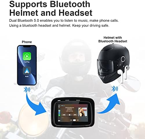 Tenbaba Carplay Képernyő Motorkerékpár, Vezeték nélküli Apple Autó, Play & Vezeték nélküli Android Automatikus GPS Navigációs Motorkerékpár,