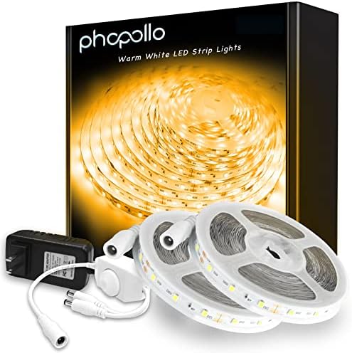 phopollo Meleg Fehér LED Szalag Világítás, 32.8 ft Szabályozható 3000k Meleg Fehér Led Szalag, 600 Led Flexibilis Led Világítás Hálószoba,
