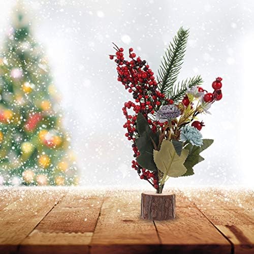 PRETYZOOM 2db Asztali Mini karácsonyfa Díszek Mesterséges Piros Bogyó Karácsonyi Fenyő Fa, Fa Alap, DIY Jármű Dekoráció Ünnepi Dekoráció,