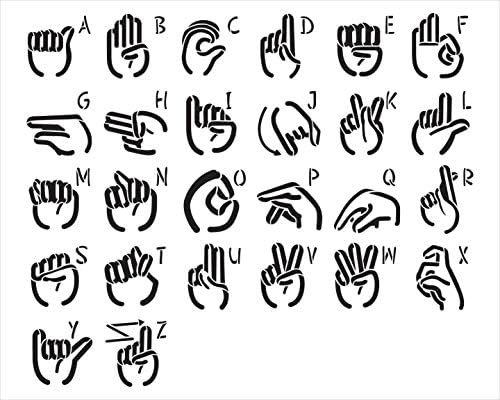Az amerikai jelnyelv Ábécé Stencil által StudioR12 | DIY ASL Családi lakberendezés | Craft & Festeni a Fa Alá | Újrafelhasználható Mylar