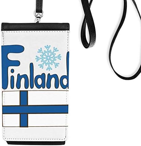 Finnország Nemzeti Zászló Kék Minta Phone Wallet Pénztárca Lóg Mobil Tok Fekete Zseb