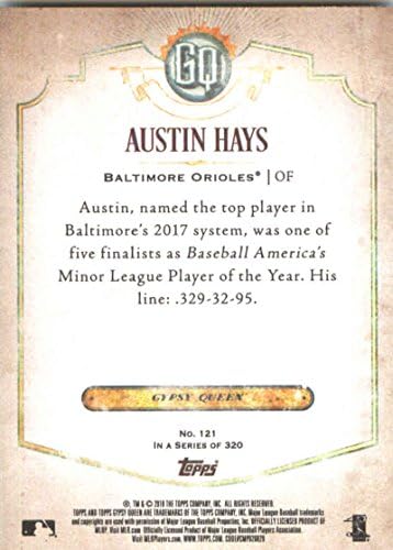 2018 Topps Cigány Királynő 121 Austin Hays Baltimore Orioles Újonc Baseball Kártya - GOTBASEBALLCARDS