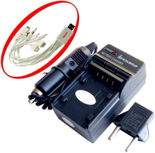 iTEKIRO Fali DC Autó Akkumulátor Töltő Készlet Panasonic CGA-S004A + iTEKIRO 10-in-1 USB Töltő Kábel