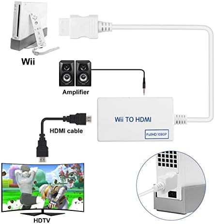 Tgwbawm Wii, HDMI Átalakító Kábel,1080P Adapter Kimeneti Videó&Audio 3,5 mm-es Jack Audio, Támogatja az Összes Megjelenítési