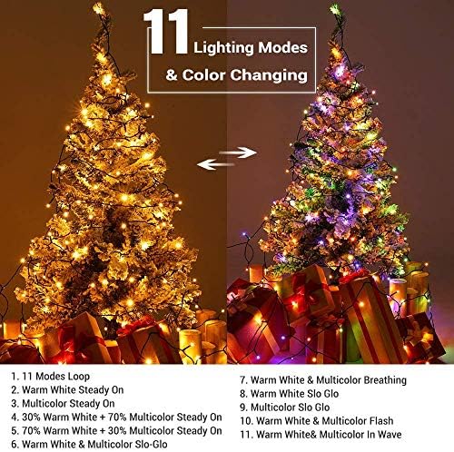 Brizled (Kötegek) 200 LED színváltó 11-Funkció Meleg Fehér & Több Szín Karácsonyi Fények + Upgrade színváltó 66ft 200 LED