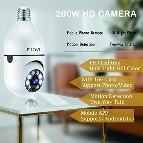 Biztonsági Kamera, 1080P Vezeték nélküli WiFi Biztonsági Kamera, 360° - éjjellátó Emberi mozgásérzékelés, valamint Riasztó,Két