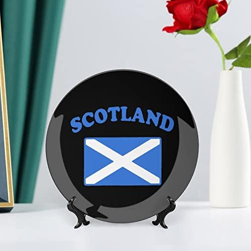 Zászló-Skócia Személyre szabott Kínai porcelán Egyedi Kerámia Díszítő Lemezek Haza Kerek Lemez Kijelző Állni 8inch