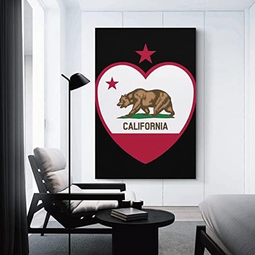 Kaliforniai Zászló Szív Nyomtatott Festmény Wall Art Modern Grafika Függőleges Lógó Képet a Hálószobában Otthon Dekoráció
