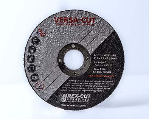 Rex-Vágott Versa-Vágott Cut-Off Kerék 4-1/2 x .045 x 7/8 T1 A46BF (50 DB)