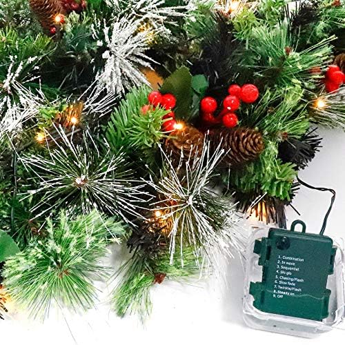 FUNARTY 28in Karácsonyi Postafiók Szajré a Téli NES Bogyók, 30 elemes LED Lámpák Karácsonyra lakberendezés