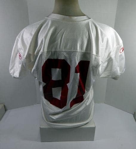 2009-ben a San Francisco 49ers Brandon Jones 81 Játék Használt Fehér Gyakorlat Jersey L 511 - Aláíratlan NFL Játék Használt Mezek